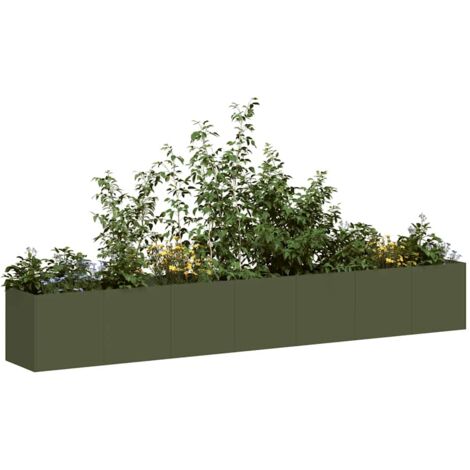 Jardinera de acero laminado en frío verde oliva 280x40x40 cm