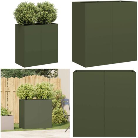 Jardinera de acero laminado en frío verde oliva 80x40x80 cm - Jardinera de acero laminado en frío - Jardinera verde oliva