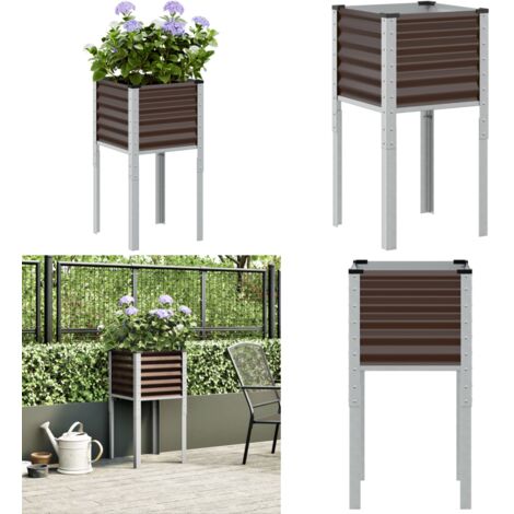 Jardinera de acero marrón 45x45x88 cm - Jardinera para jardín - Jardinera para balcones