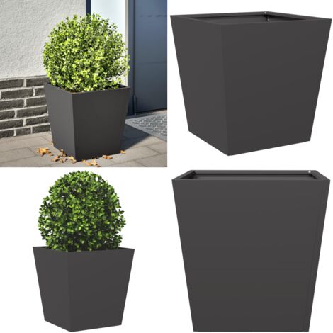 Jardinera de acero negro 40x40x40 cm - Macetero de jardín - Maceta para plantas