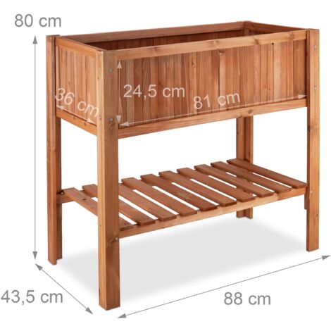 Jardinera de almacenamiento para huerto con pie 4 pies en madera de abeto 88 cm 130002307