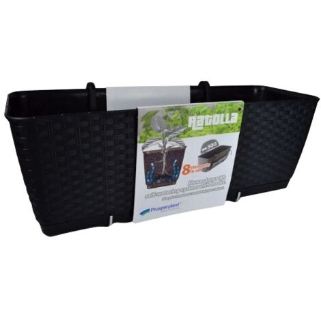 MARKENARTIKEL Jardinera de balc�n rectangular con gancho Vam Rat�n Antracita 50x17x17,5cm