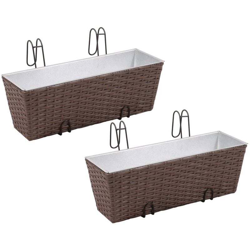

Jardinera de balcón trapecio ratán marrón 50 cm 2 uds