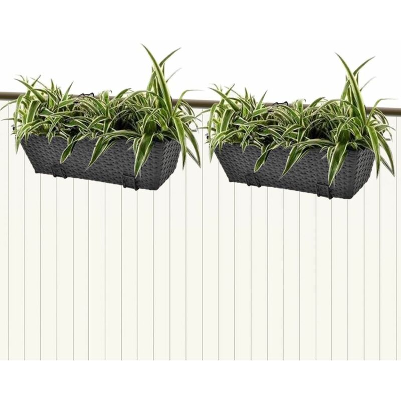 

Jardinera de balcon trapecio ratan negro 50 cm 2 uds