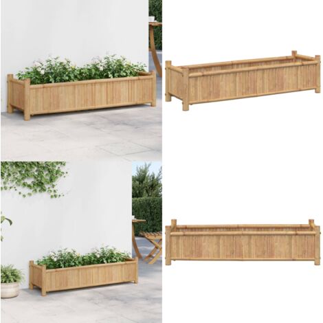 Jardinera de bambú 100x30x25 cm - Macetero de bambú - Macetero exterior