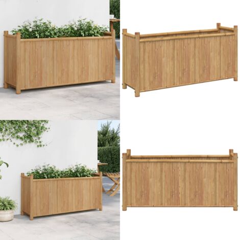 Jardinera de bambú 100x30x50 cm - Macetero de bambú - Macetero exterior
