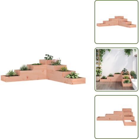 Jardinera de Douglas - vidaXL Jardinera de jardín de 4 niveles, 106 x 104,5 x 36 cm, madera maciza Douglas - Jardinera en forma de L