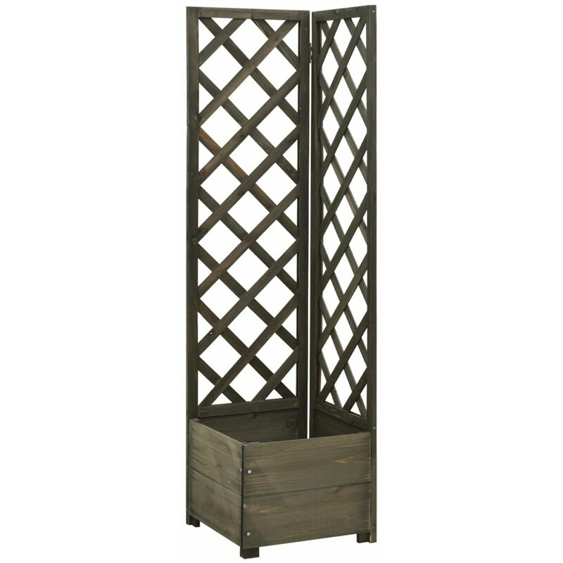 

Jardinera de enrejado de esquina madera abeto gris 40x40x150 cm