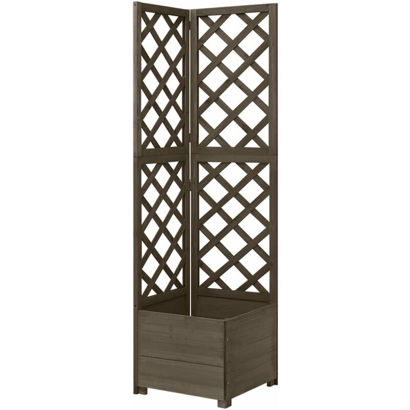 

Jardinera de enrejado de esquina madera abeto gris 40x40x150 cm