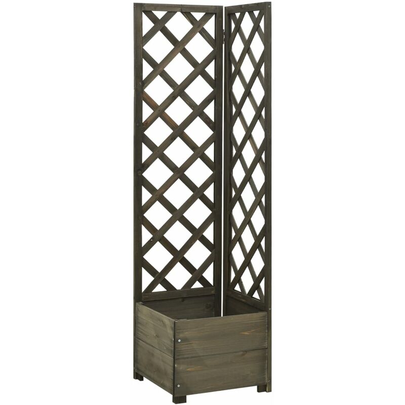 

Jardinera de enrejado de esquina madera abeto gris 40x40x150 cm - Gris