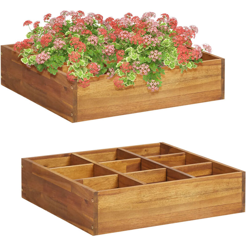 

Asupermall - Jardinera de especias madera maciza de acacia 60x60x15 cm(no se puede enviar a Baleares)