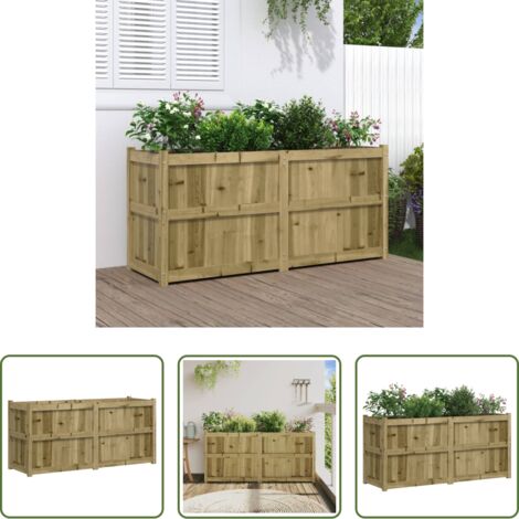 Jardinera de exterior -  Jardinera de madera de pino impregnada 150x50x70 cm