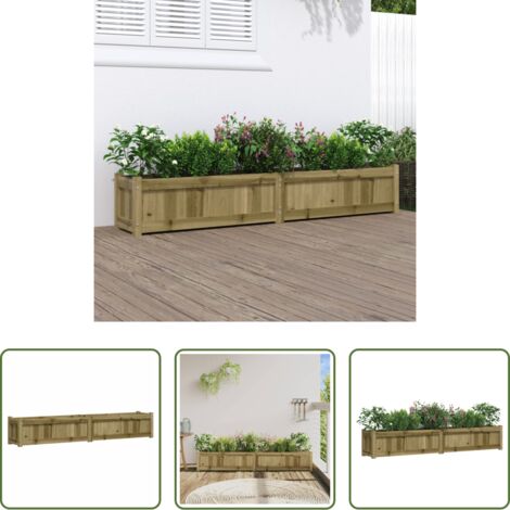 Jardinera de exterior -  Jardinera de madera de pino impregnada 180x31x31 cm