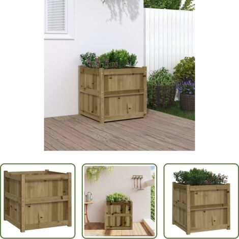 Jardinera de exterior -  Jardinera de madera maciza de pino impregnada 60x60x60 cm