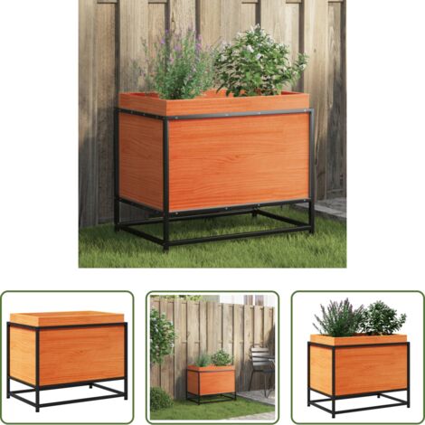 Jardinera de exterior -  Jardinera de madera maciza pino marrón cera 60x40x50 cm