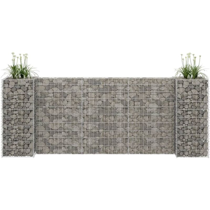 

Jardinera de gaviones forma de H alambre de acero 260x40x100 cm - Plateado