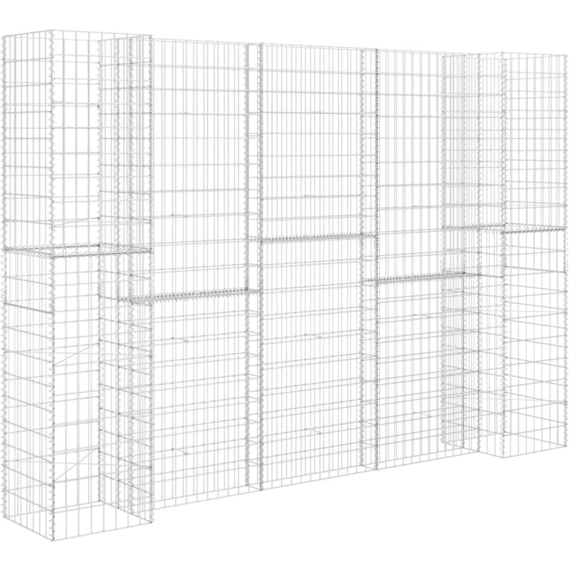 

vidaXL Jardinera de gaviones forma de H alambre de acero 260x40x180 cm - Plateado