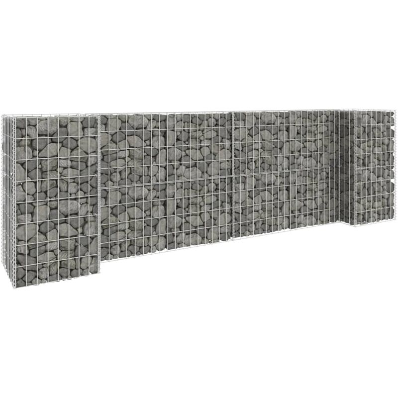 

Jardinera de gaviones forma de H alambre de acero 260x40x80 cm - Plateado
