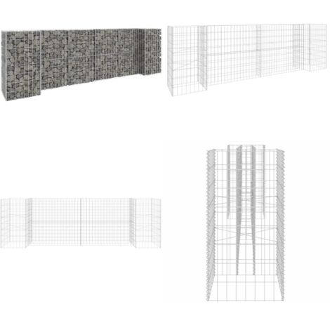 Jardinera de gaviones forma de H alambre de acero 260x40x80 cm - Gavión de acero - Bordes de jardín