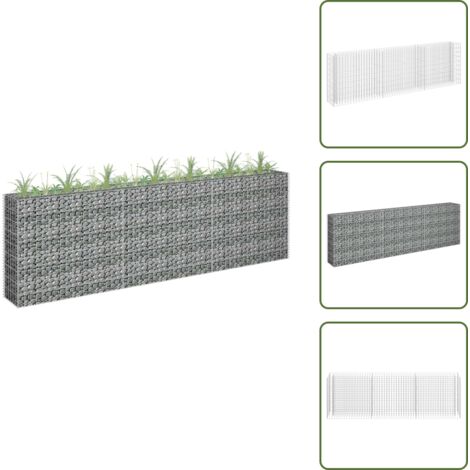 Jardinera de gaviones - vidaXL Arriate de gaviones de acero galvanizado 270x30x90 cm - Gaviones para jardín