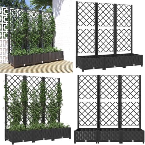 Jardinera de jardín con enrejado, color negro, 120 x 40 x 121,5 cm, PP - Jardín con enrejado - Jardinera exterior