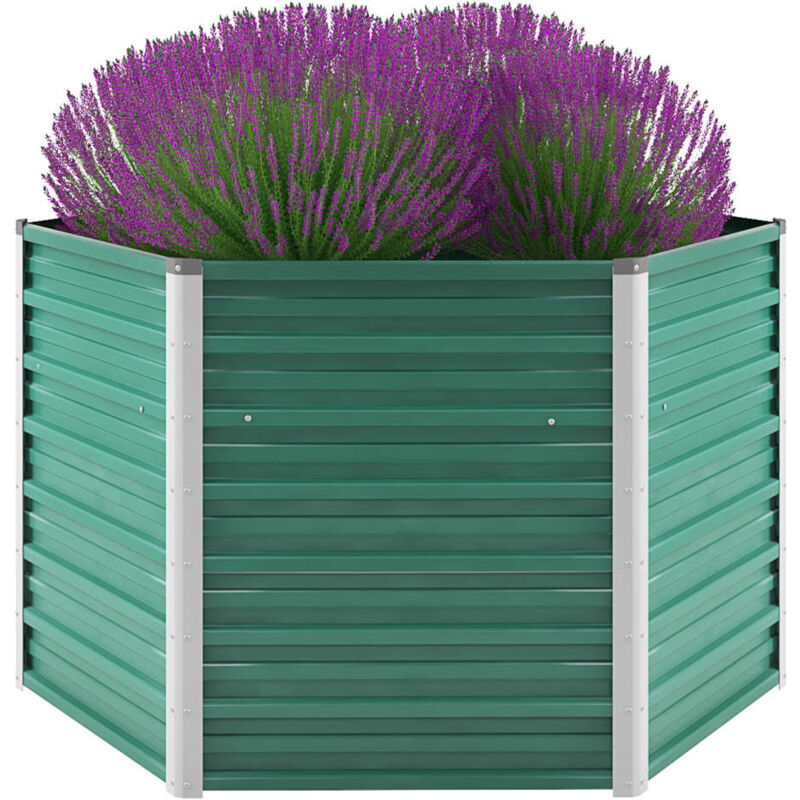 

vidaXL Arriate de jardín de acero galvanizado verde 129x129x77 cm - Verde