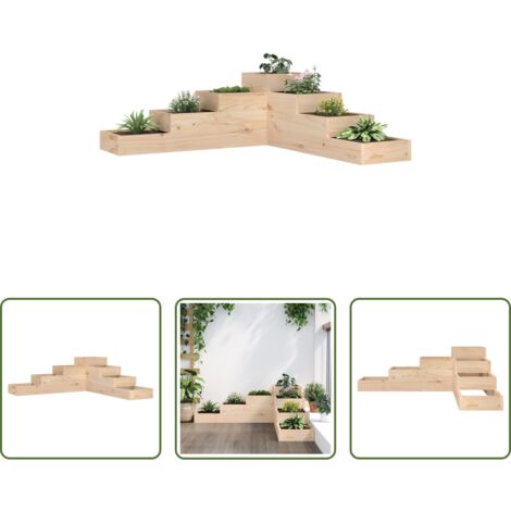 Jardinera de jardín -  Jardinera de jardín de 4 niveles, 106 x 104,5 x 36 cm, madera maciza de pino