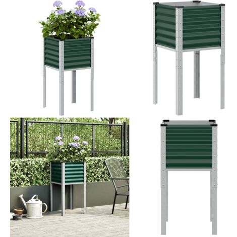 Jardinera de jardín verde 45x45x88 cm acero - Jardinera verde - Jardinera de acero