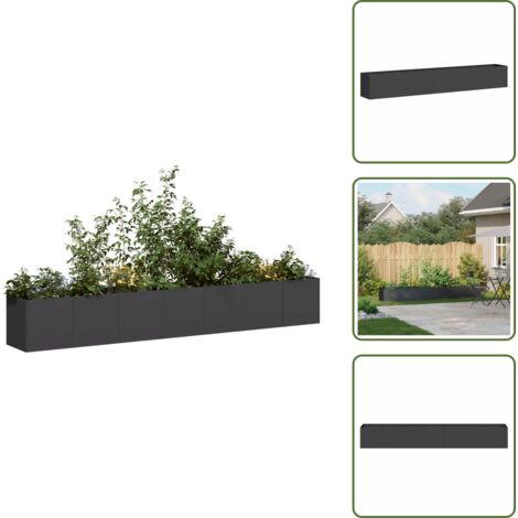 Jardinera de jardín - vidaXL Jardinera de acero laminado en frío negro 280x40x40 cm - Jardinera con fondo abierto