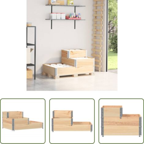 Jardinera de madera -  Arriate elevado de 3 niveles madera maciza de pino 120x80 cm