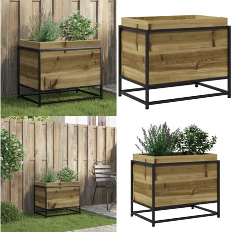 Jardinera de madera de pino impregnada 60x40x50 cm - Jardinera de pino - Jardinera de exterior