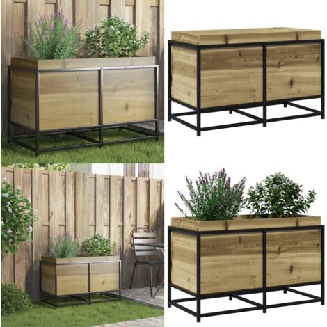 Jardinera de madera de pino impregnada 80x40x50 cm - Jardinera de pino - Jardinera de exterior