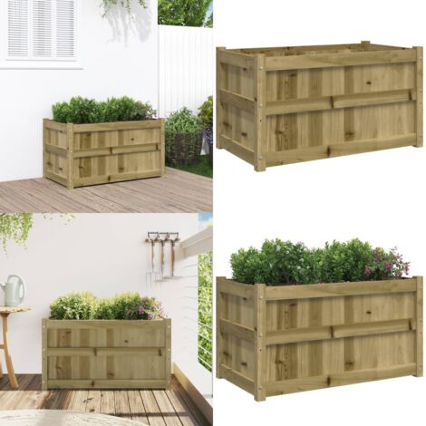 Jardinera de madera de pino impregnada 90x50x50 cm - Jardinera de exterior - Madera impregnada