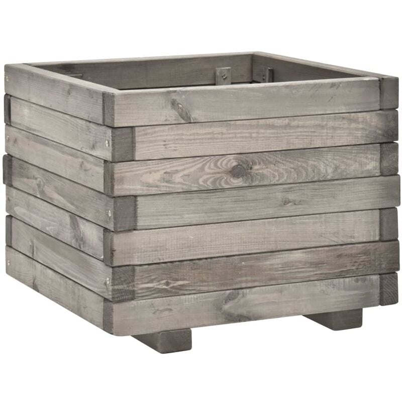 

Jardinera de madera de pino maciza 50x50x40 cm - Gris