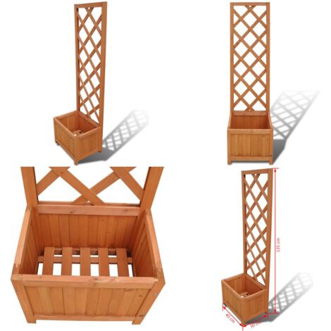 Jardinera de madera enrejada, 40 x 30 x 135 cm - Maceta para plantas - Jardinera enrejada