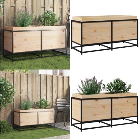 Jardinera de madera maciza de pino 100x40x50 cm - Jardinera de pino - Jardinera exterior