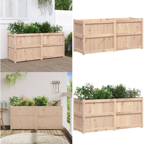 Jardinera de madera maciza de pino 150x50x70 cm - Jardinera de pino - Jardinera exterior