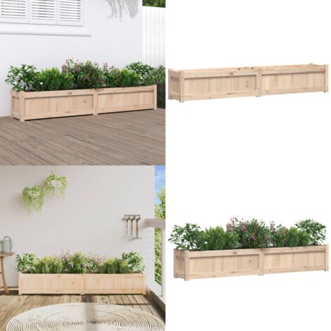 Jardinera de madera maciza de pino 180x31x31 cm - Jardinera de pino - Jardinera exterior