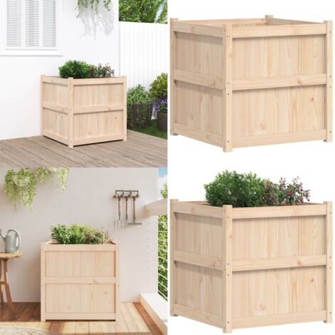 Jardinera de madera maciza de pino 70x70x70 cm - Jardinera de pino - Jardinera exterior