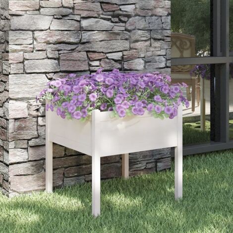 Jardinera de madera maciza de pino blanca 70x70x70 cm vidaXL