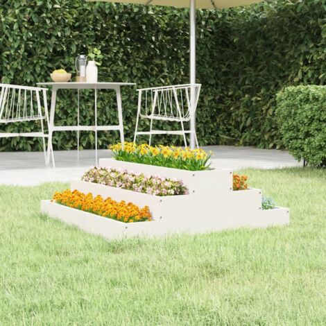 Jardinera de madera maciza de pino blanco 80x80x27 cm vidaXL