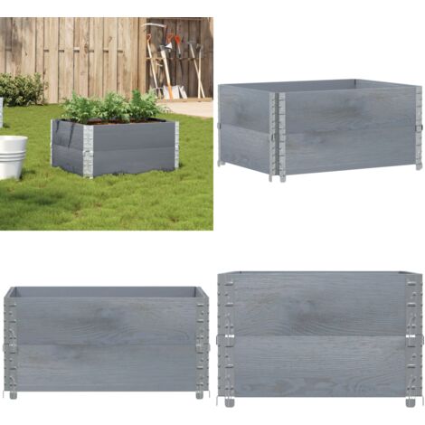 Jardinera de madera maciza de pino gris 80x60 cm - Jardinera plegable - Jardinera de pino