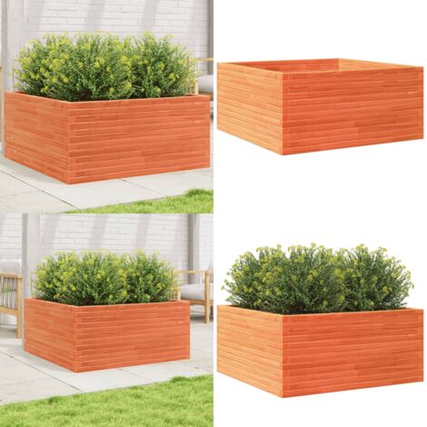 Jardinera de madera maciza pino marrón cera 100x100x46 cm - Jardinera de pino - Jardinera para flores