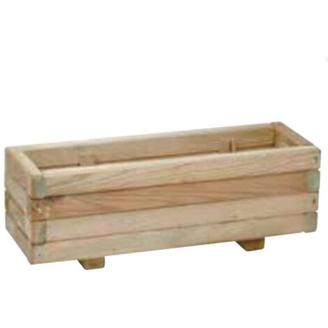 main image of "Jardinera de madera rectangular con patas para jardín | 60x20x20cm"