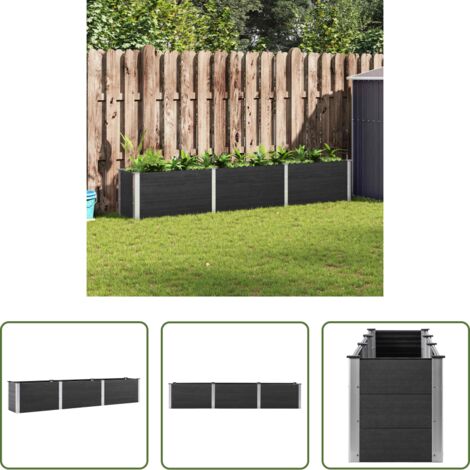 Jardinera de madera y plástico -  Arriate de WPC gris 300x50x54 cm