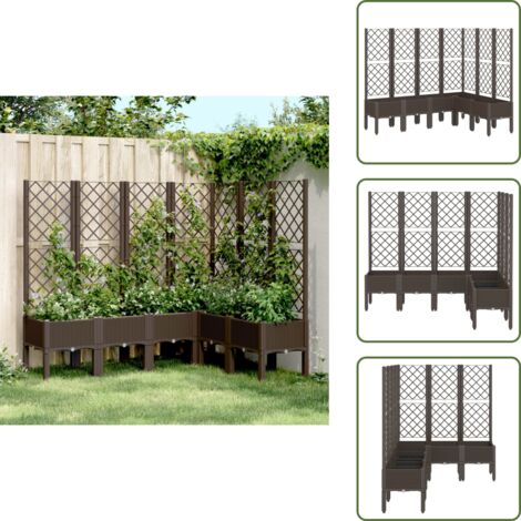 Jardinera de patio - vidaXL Jardinera con enrejado PP marrón 160x120x142 cm - Jardinera de terraza