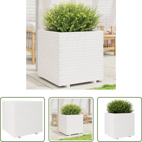 Jardinera de pino -  Jardinera madera maciza de pino blanco 70x70x72,5 cm