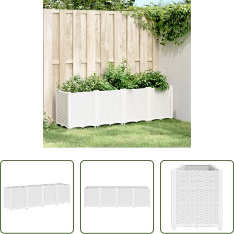 Jardinera de polipropileno -  Jardinera PP blanco 160x40x53 cm
