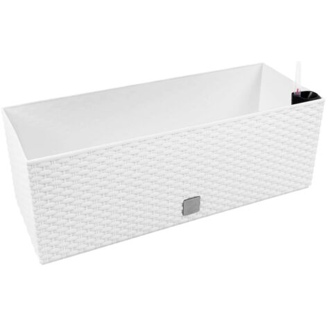 Jardinera de ratán - 52x20x19 cm - Blanco