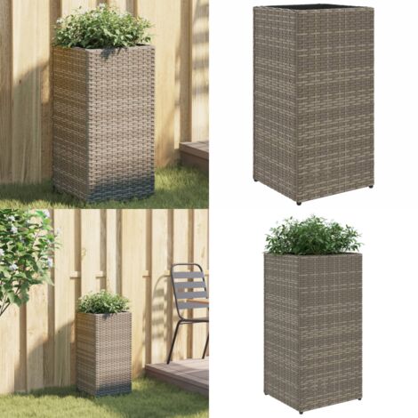 Jardinera de ratán sintético gris 30x30x60 cm - Ratán sintético - Macetas para plantas